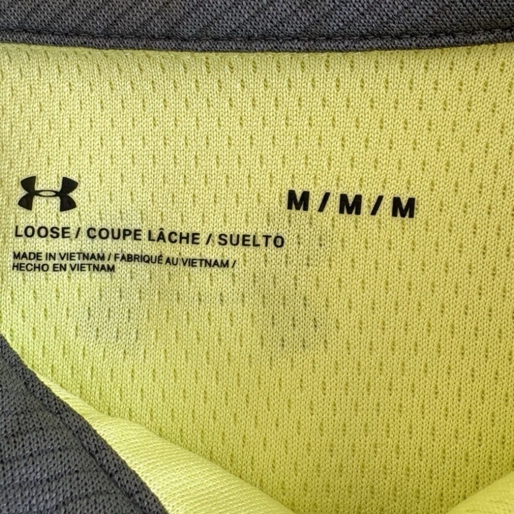 Under Armour Men's Neon Yellow/Green Polo Shirt- Medium - Picture 3 of 6
